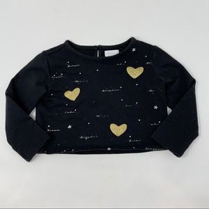 BCBGirls black gold heart sweater top 2T girl